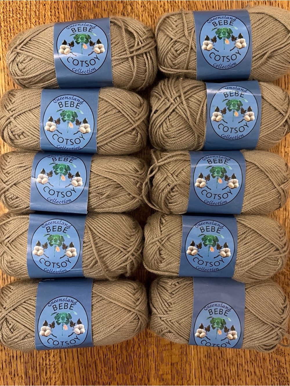 Lot of 10: Queensland BEBE COTSOY Soy Organic Cotton Yarn #11 CAMEL Discontinued